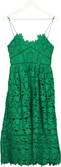 SELF PORTRAIT Emerald Green Azaelea Guipure Lace Midi Dress UK 4