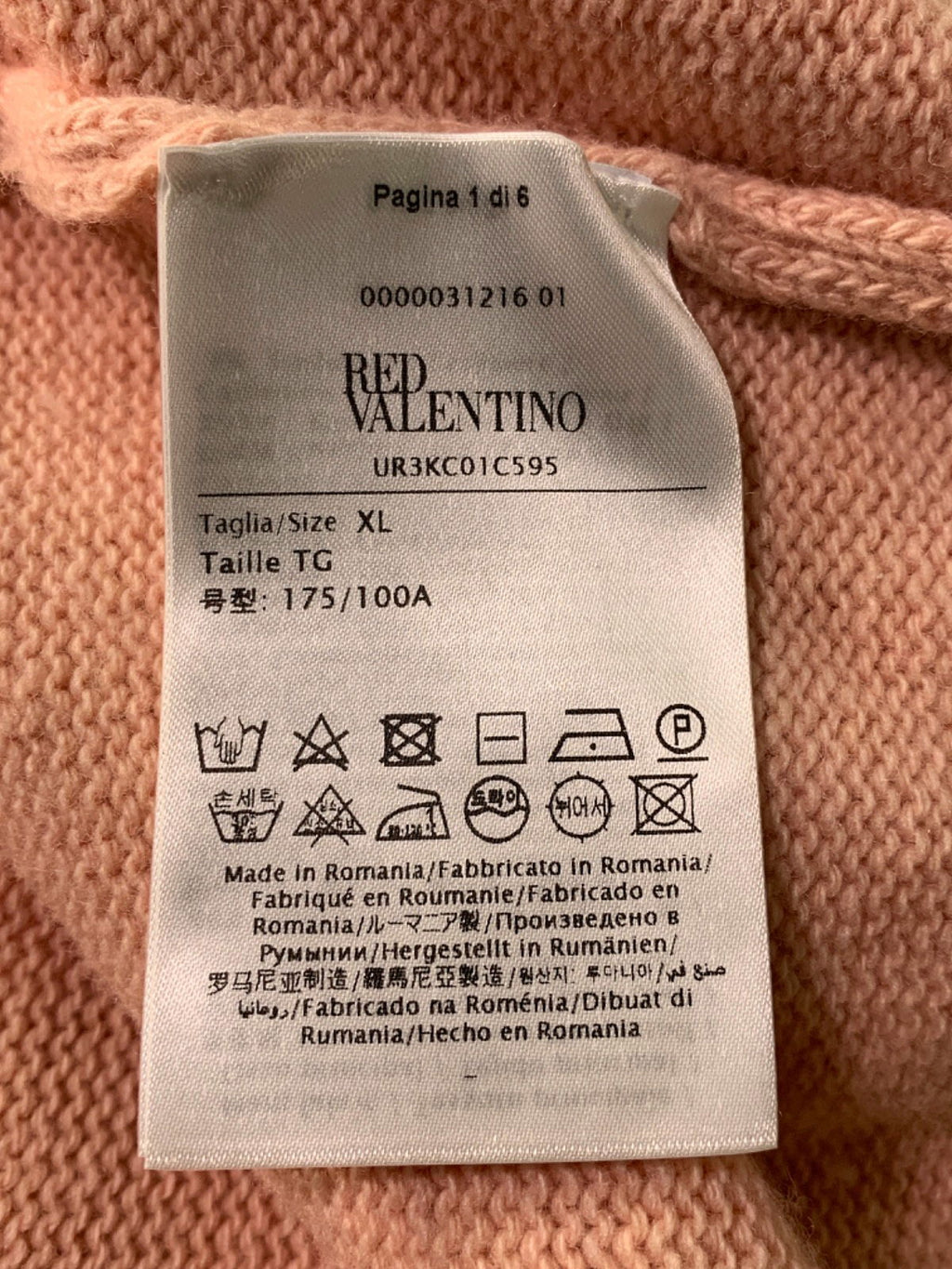 RED VALENTINO Pink Ruffled Long Sleeve Sweater XL