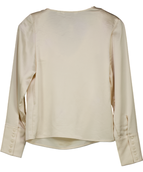 & Other Stories Cream Satin 3d Roses Long Sleeve Blouse UK 4