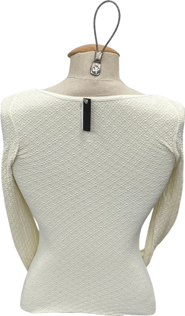 Free People White Love Letter Seamless Long Sleeve Top UK XS/S