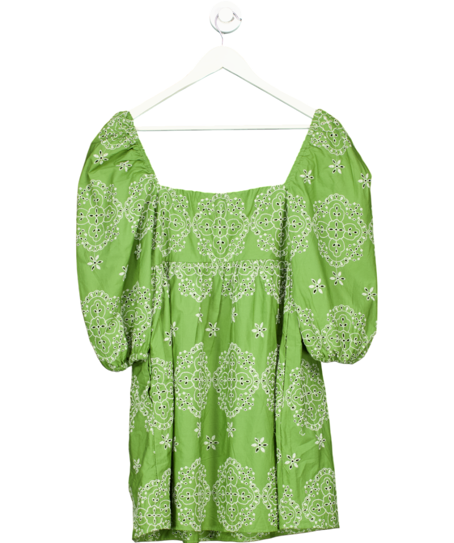 ZARA Green Pleated Square-neck Dress UK 8