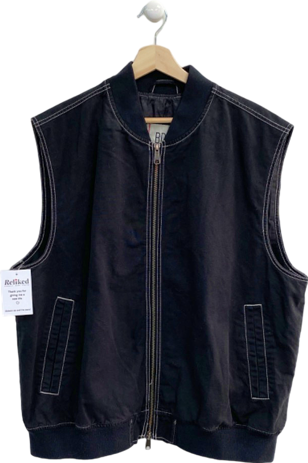 BDG Black Sleeveless Zip Up Vest XL