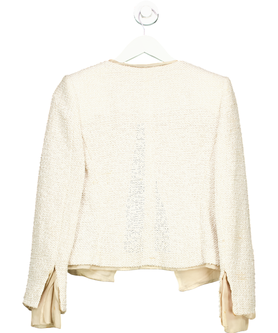 Gianfranco Ferre Beige Cotton Blend Colarless Blazer With Contrast Trim UK S