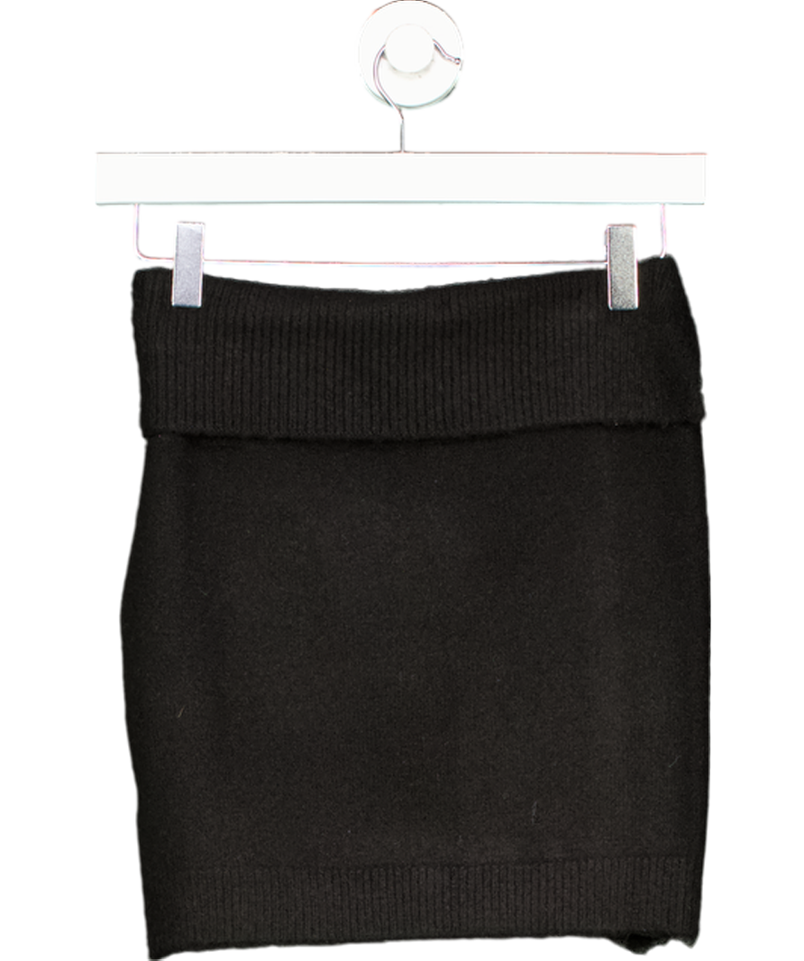 Ruve Black Selva Button Detail Fold Down Mini Skirt UK XS