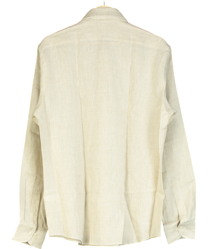 Suitsupply Beige Pure Linen Tailored Fit Shirt UK L