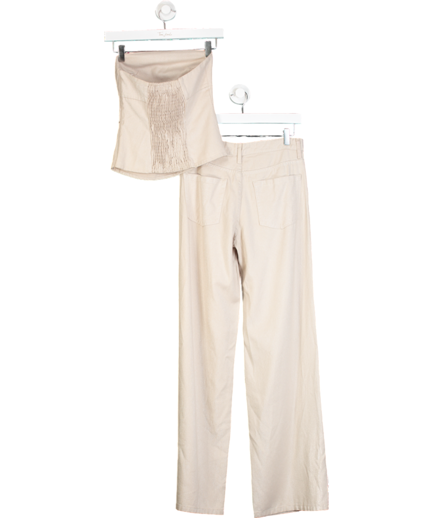 ZARA Beige Shiny Strapless Top & Trouser Set UK XS