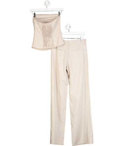 ZARA Beige Shiny Strapless Top & Trouser Set UK XS