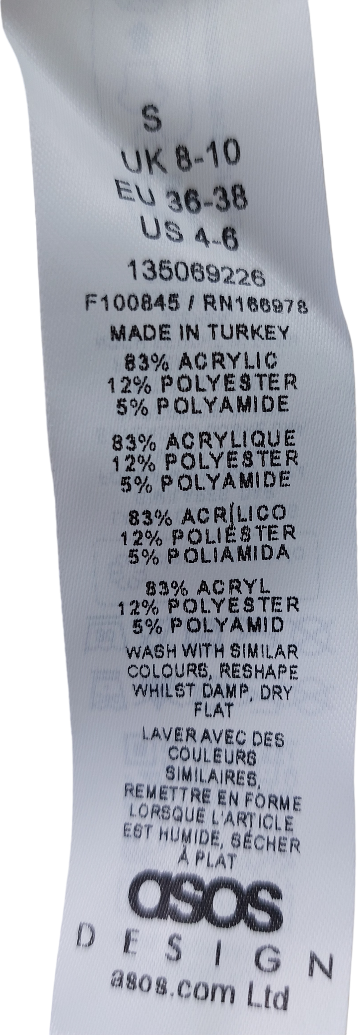 ASOS Cream Shirred Tie Front Cardigan With Bow Detail In Mono UK S