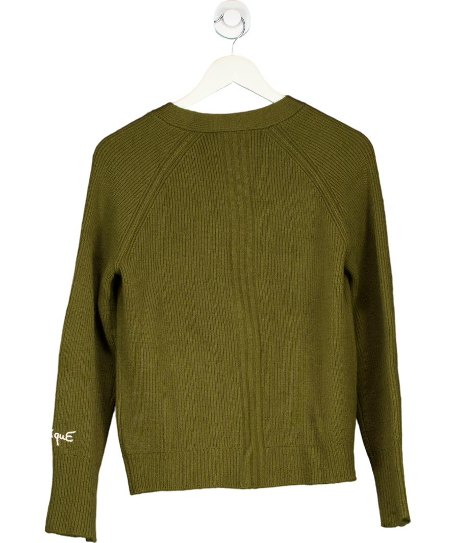 Fabrique Green Sofia Double Pocket Cardigan In Merino-cashmere Blend Knit UK S