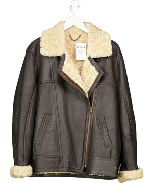Lakeland Dark Brown Leather And Shearling Jacket UK 16