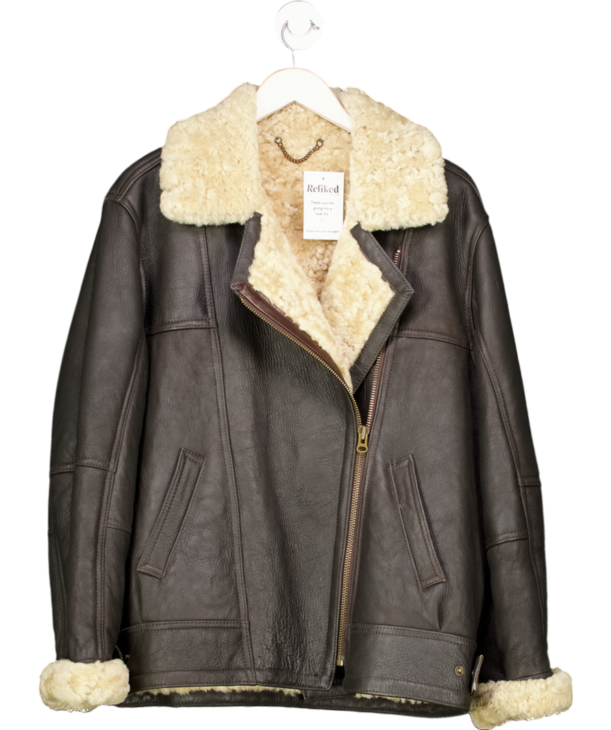 Lakeland Dark Brown Leather And Shearling Jacket UK 16