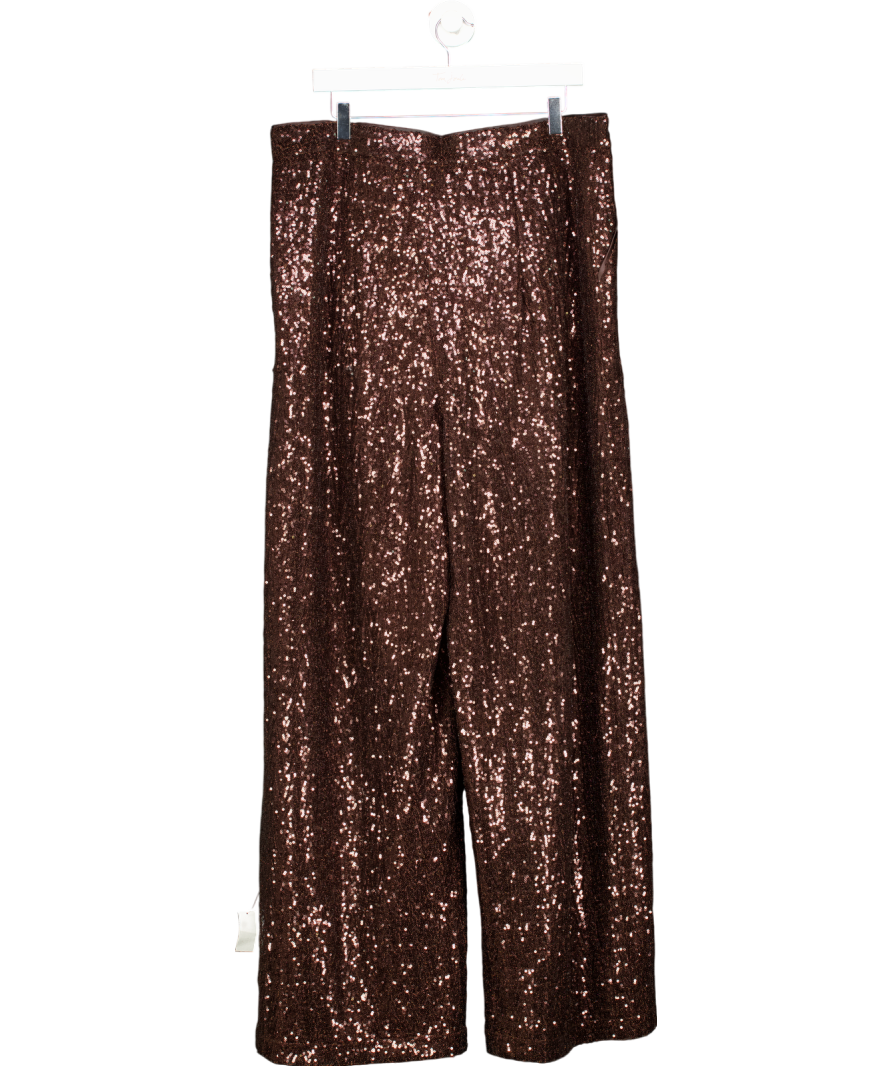 Monsoon X Sarah Corbett-winder Wide Leg Sequin Trousers Bronze UK 20