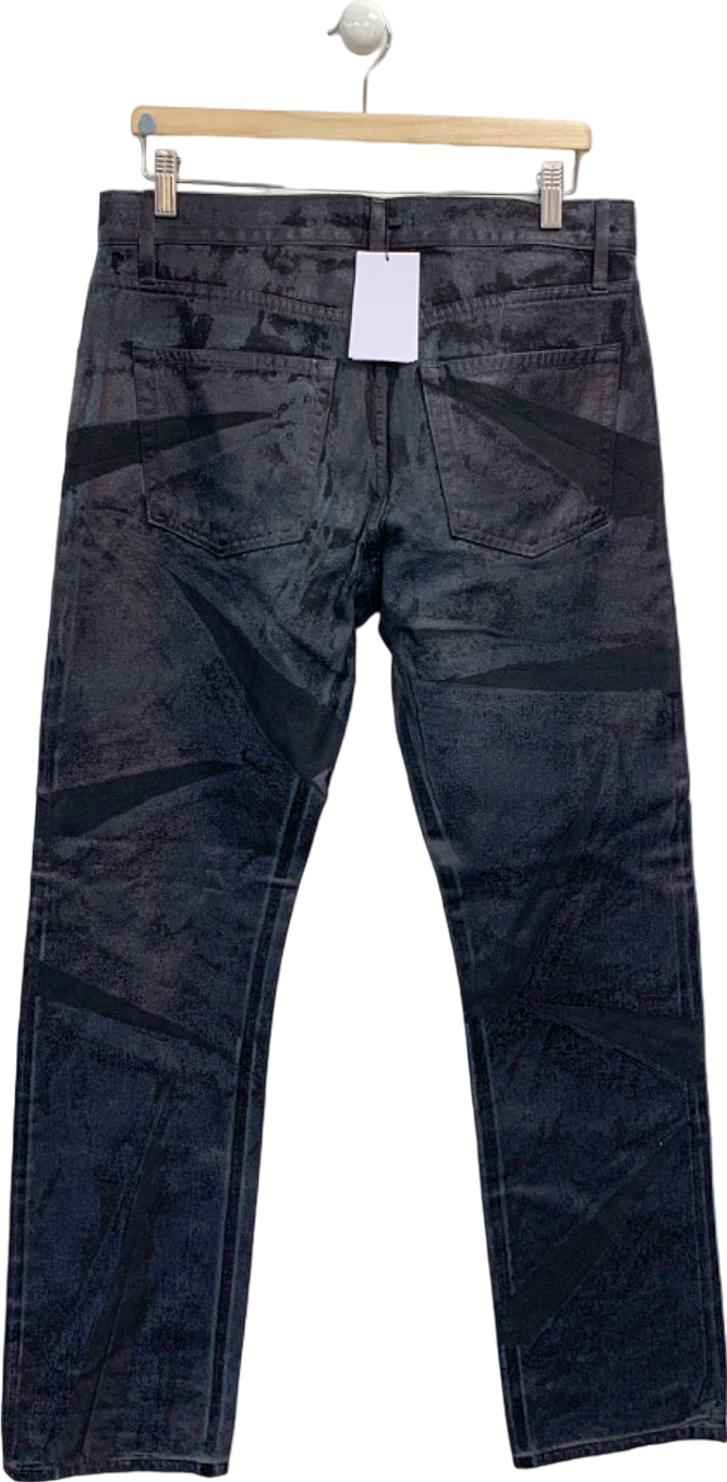 Helmut Lang Black Distress Metal Crash Foil Low Rise ST Jeans W32