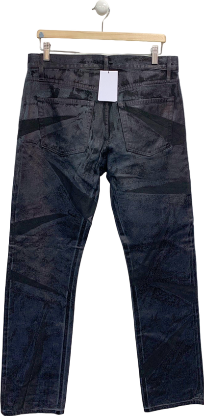 Helmut Lang Black Distress Metal Crash Foil Low Rise ST Jeans W32