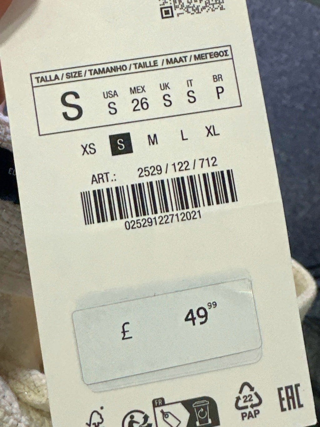 Zara Creme Textured Trousers UK S