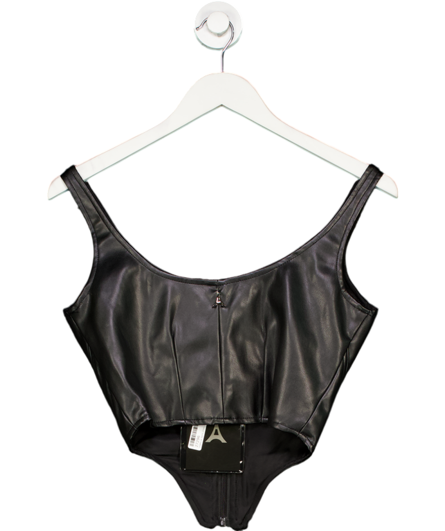 maniere de voir Black Leather Look Corset Top UK 8