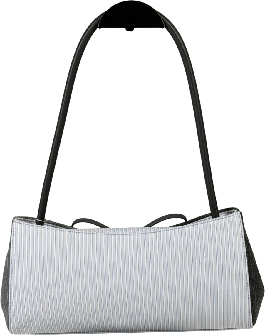 CHARLES & KEITH Hazel Striped Bow Panelled Shoulder Bag - Grey