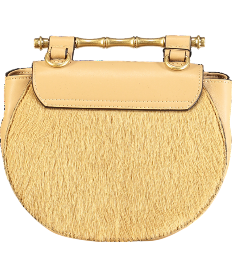 Marciano By Guess Beige Fur Detail Leather Shoulder Bag One Size