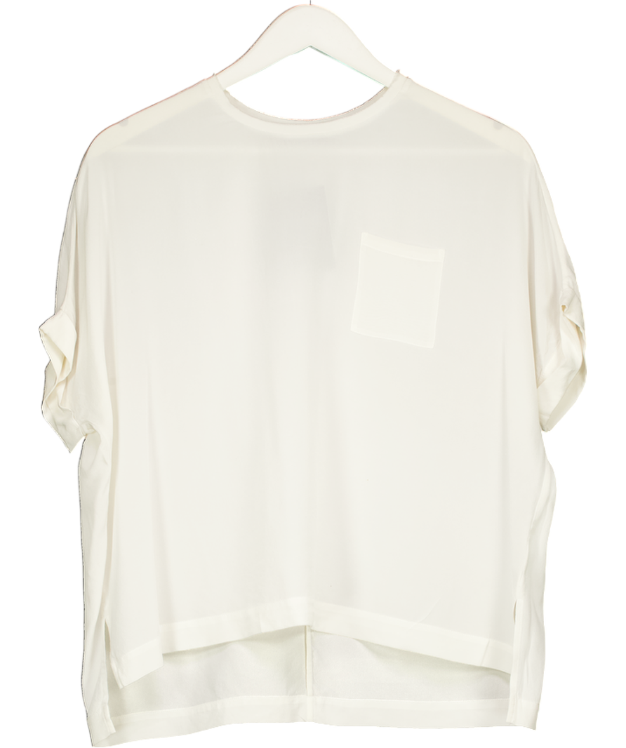 ME + EM White Silk Short Sleeve Top UK 6