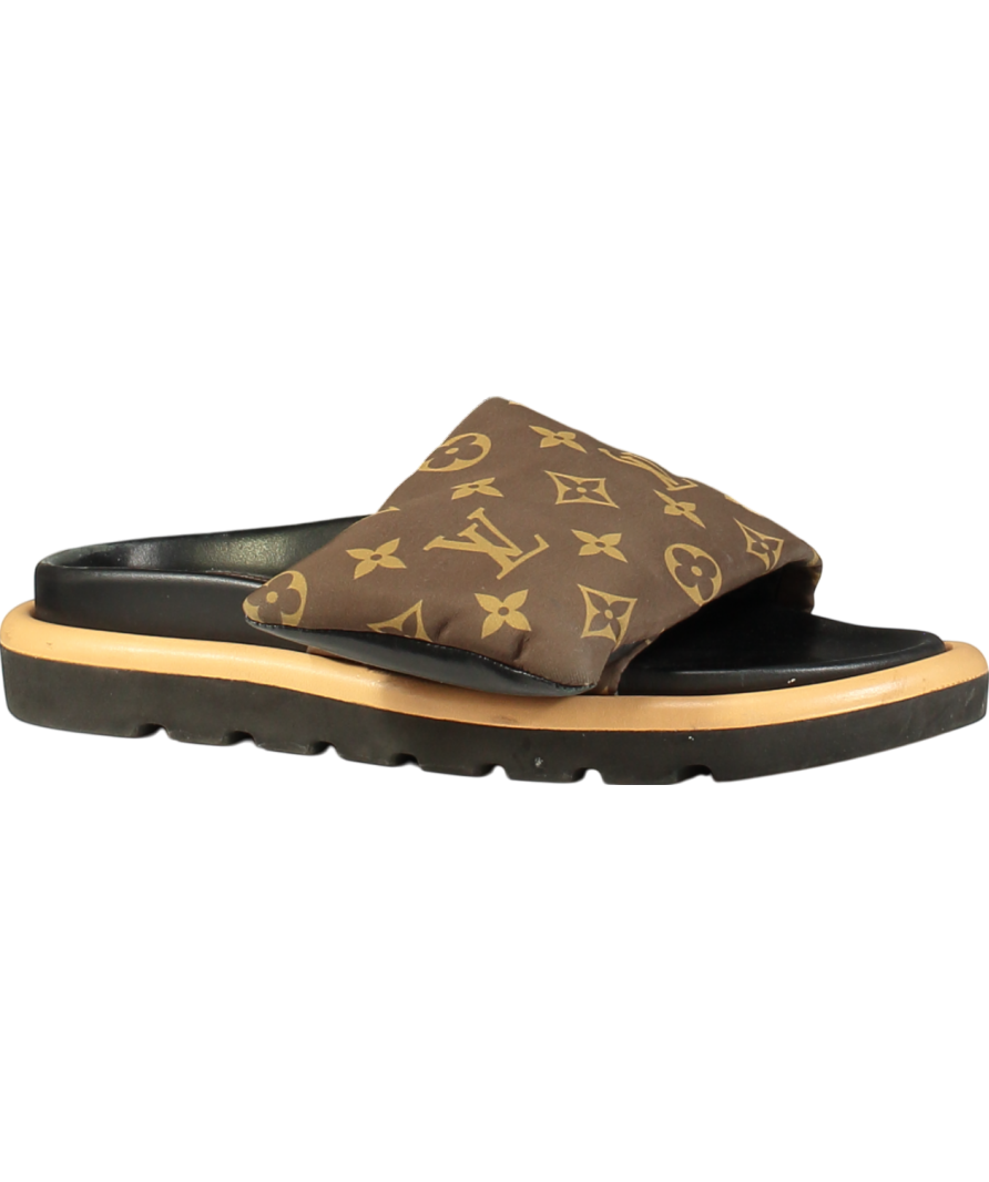 Louis Vuitton Brown Monogram 1aaeby Pool Pillow Flat Comfort Mules UK 5 EU 38 👠