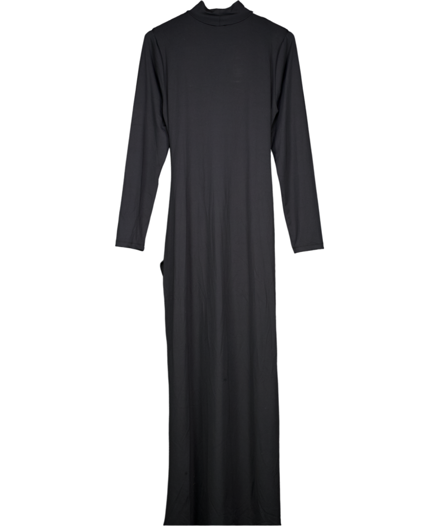 Gina Tricot Soft Tie Front Knot Long Sleeve Maxi Dress With Low Back In Black UK XL