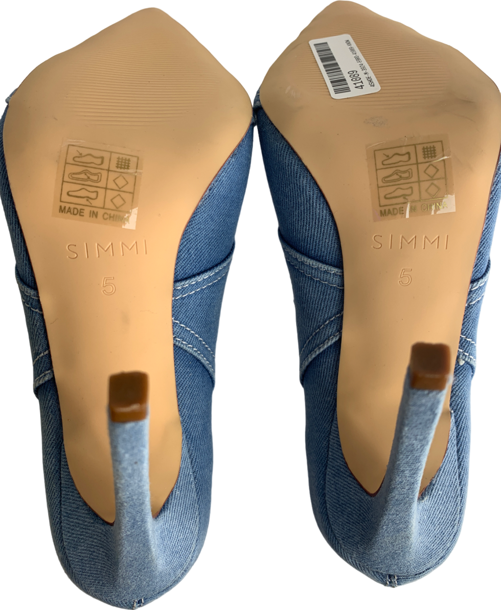 SIMMI Aggie Blue Denim Patchworks Stiletto UK 5 EU 38 👠