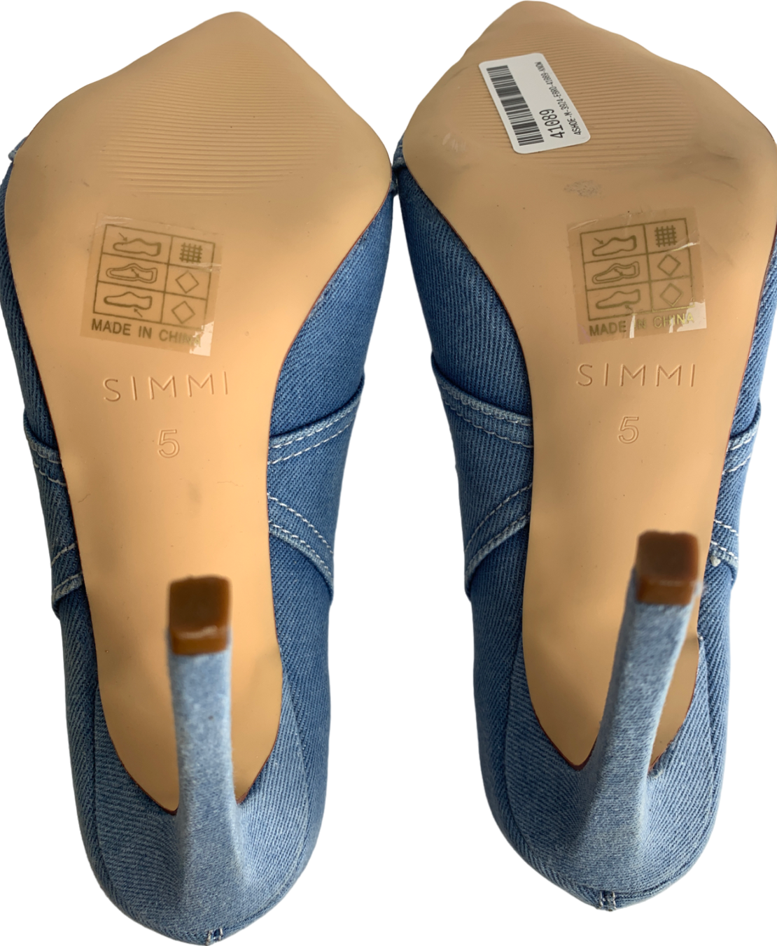 SIMMI Aggie Blue Denim Patchworks Stiletto UK 5 EU 38 👠