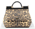 Dolce & Gabbana Brown Leopard Print Coated Canvas And Leather Medium Sicily Top Handle bag