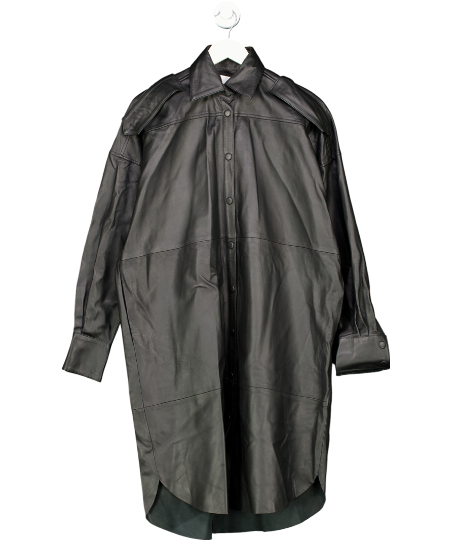 Remain Birger Christensen Black Lavare Long-Sleeve Leather Dress UK 8