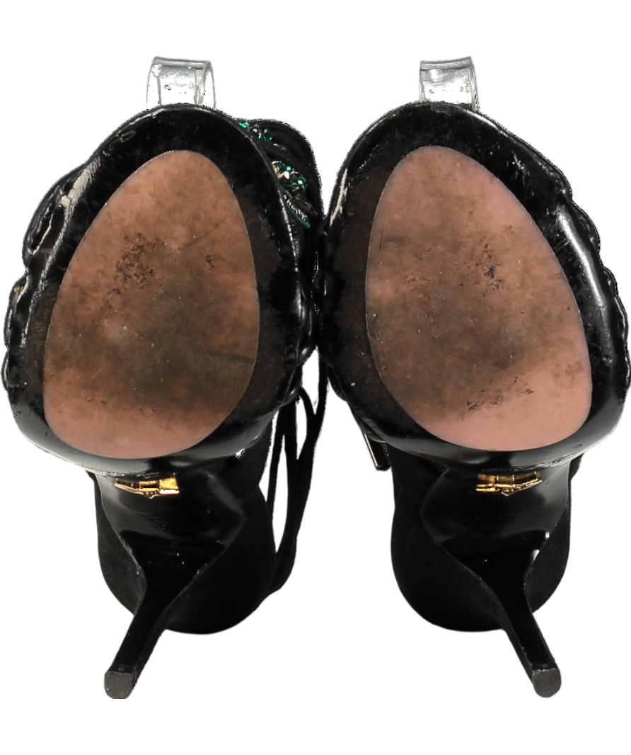 JF London Black Lace Wrap Round Toe Cross Detail Heels UK 6 EU 39 👠