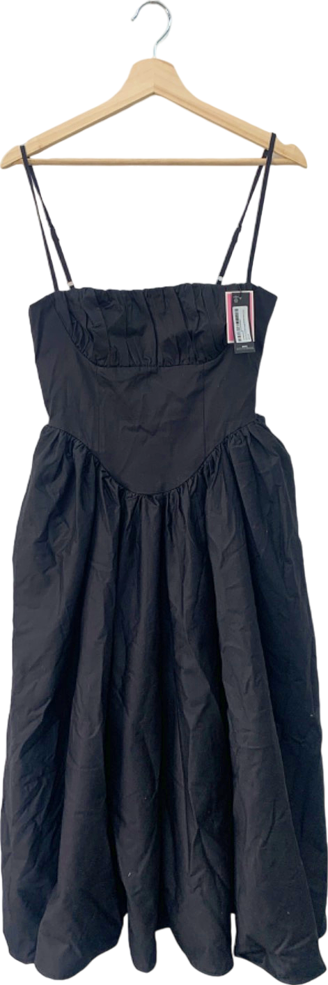 PrettyLittleThing Black Recycled Bust Corset Strappy Midi Dress Size UK 8