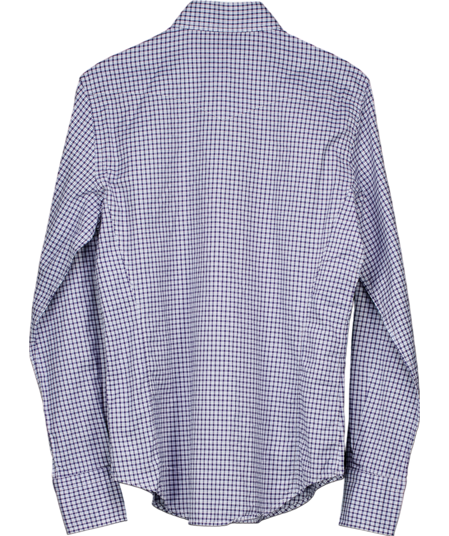 Tom Ford Blue Checked Cotton Western Shirt UK S