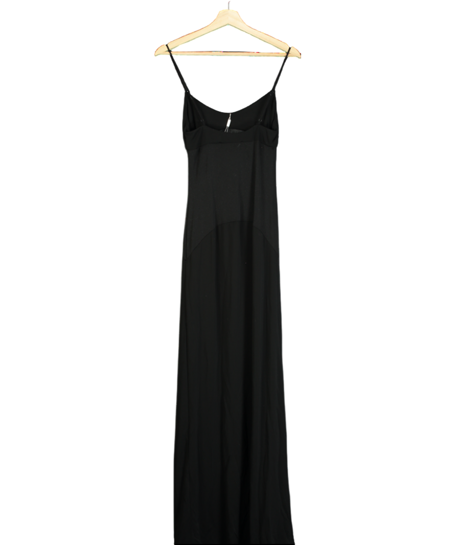 Michael Lo Sordo Black Exposed Mesh Maxi Dress UK 6