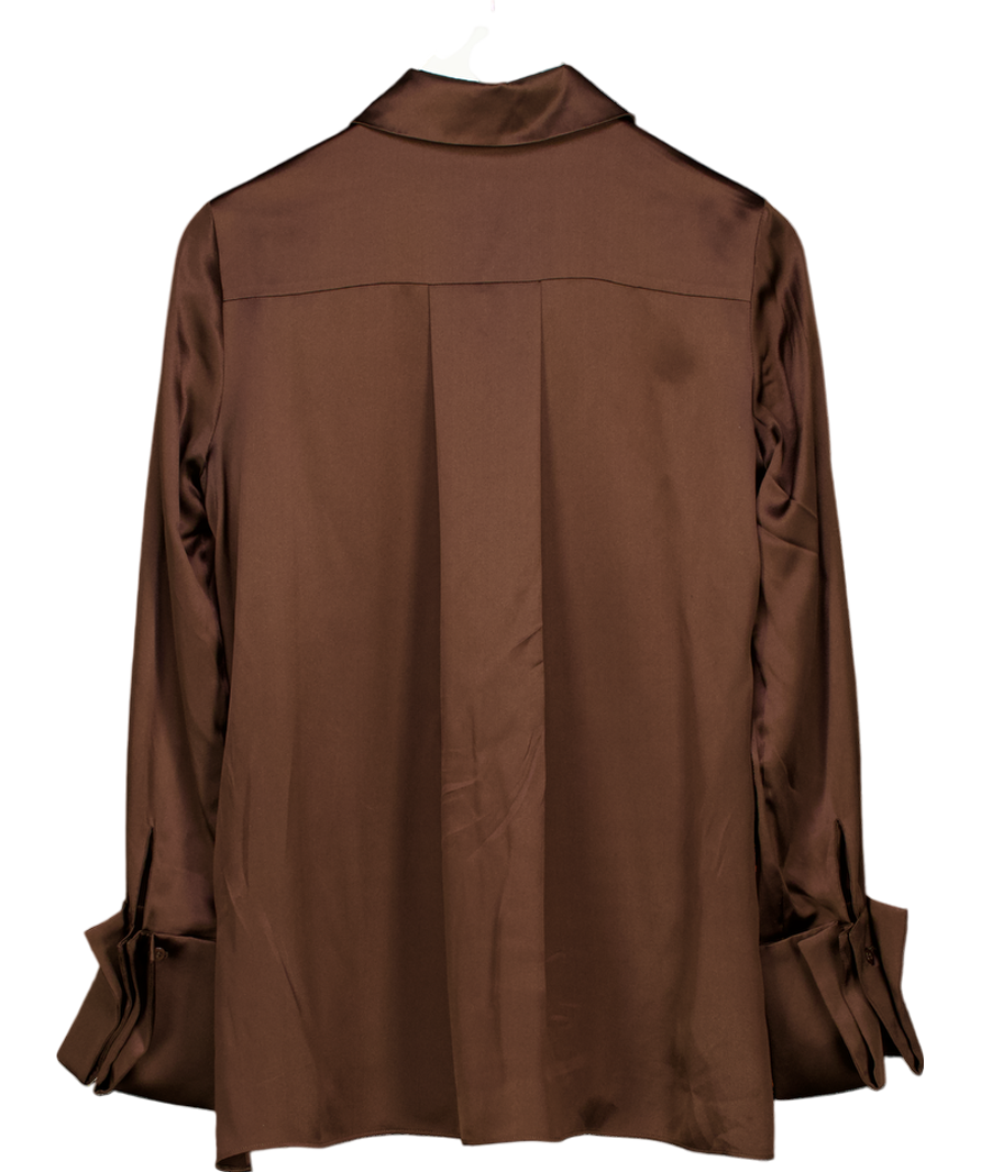 REISS Brown Hailey Silk Shirt UK 6