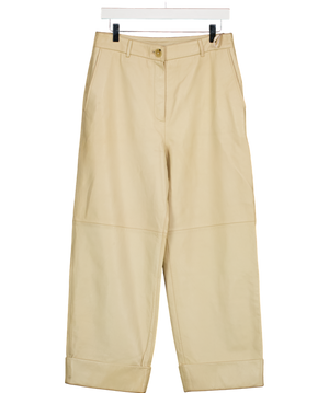 Massimo Dutti Beige Real Leather Trousers UK M