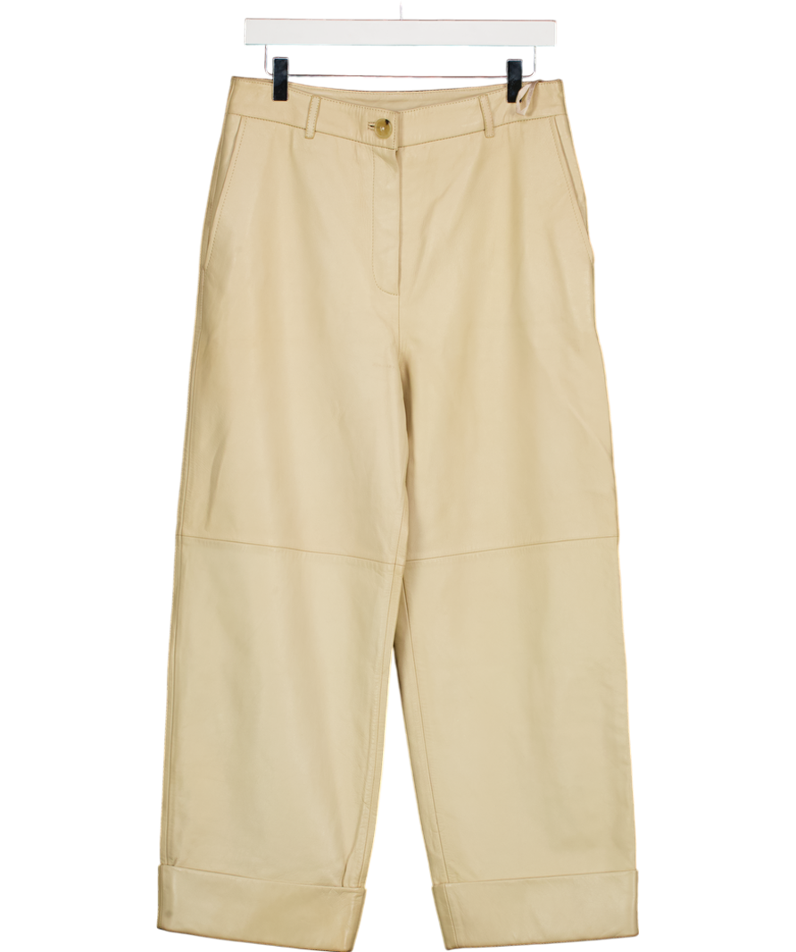 Massimo Dutti Beige Real Leather Trousers UK M