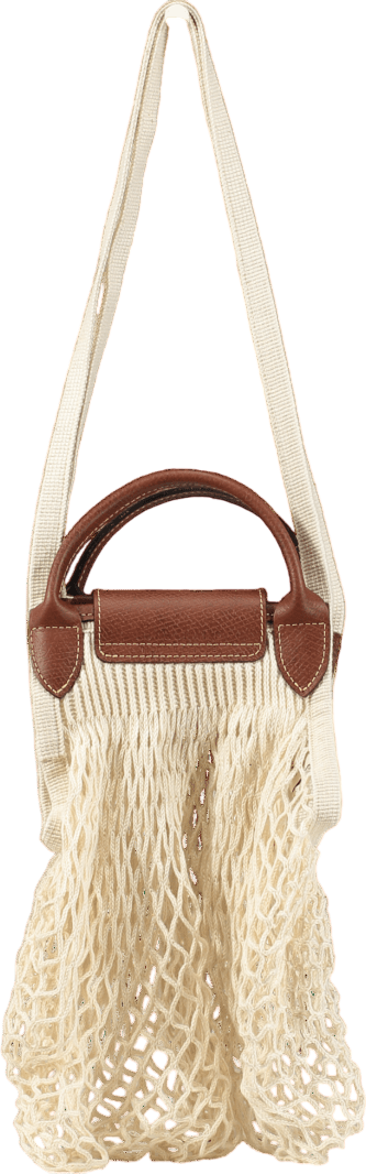 LONGCHAMP Cream Le Pliage Filet Top Handle Net Bag, Ecru