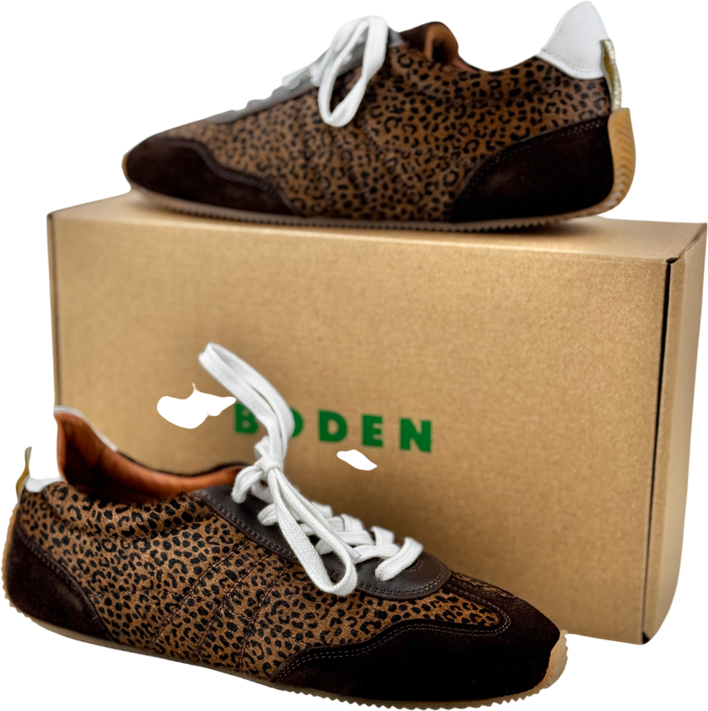 BODEN Brown Delphine Slim Sole Trainers Leopard UK 5 EU 38 👠