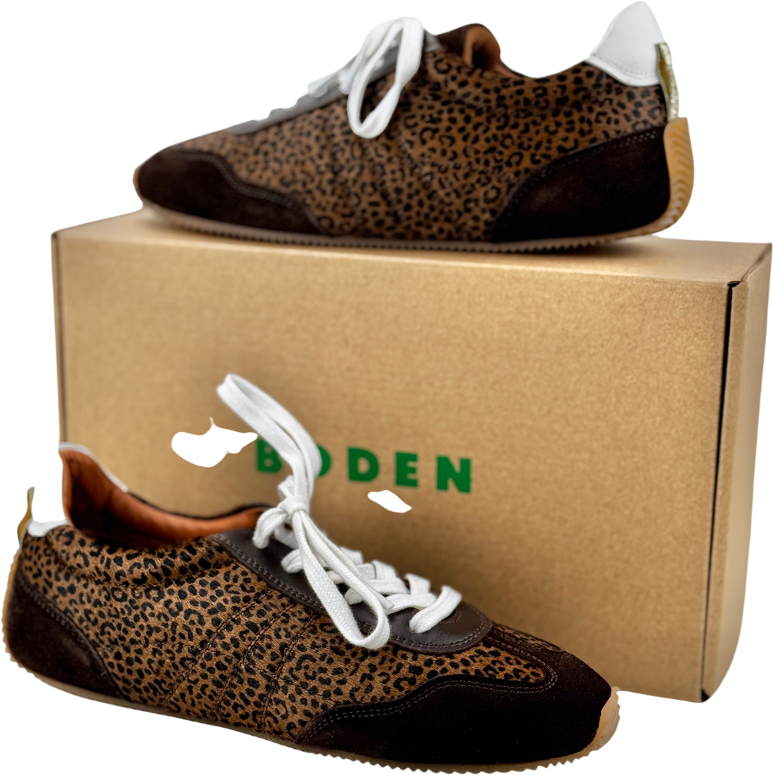 BODEN Brown Delphine Slim Sole Trainers Leopard UK 5 EU 38 👠