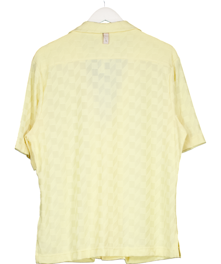 Prevu Yellow Dune Geometric-pattern Boxy-fit Stretch-jersey Shirt UK S