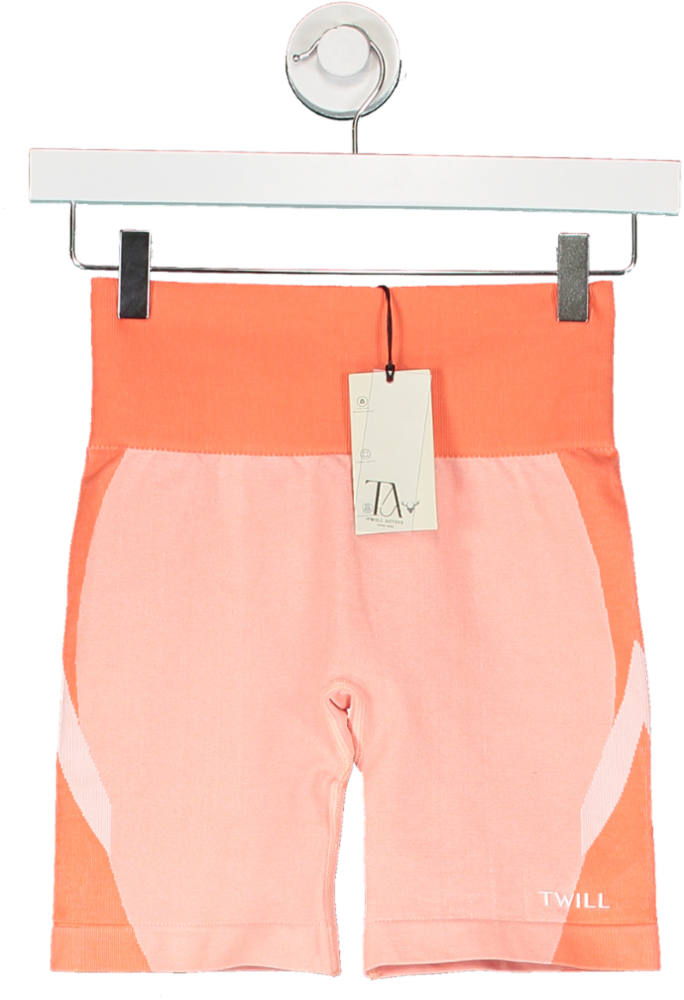 Twill Orange Recycled Color Block Body Fit Cycling Short UK S