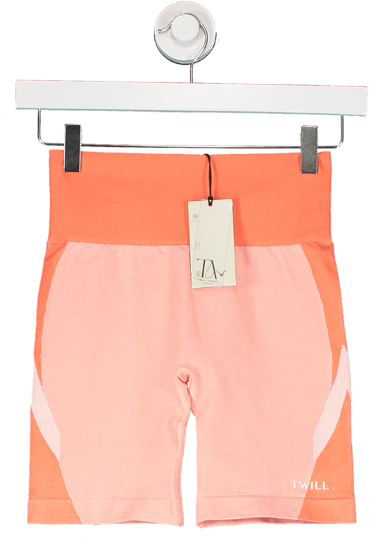 Twill Orange Recycled Color Block Body Fit Cycling Short UK S