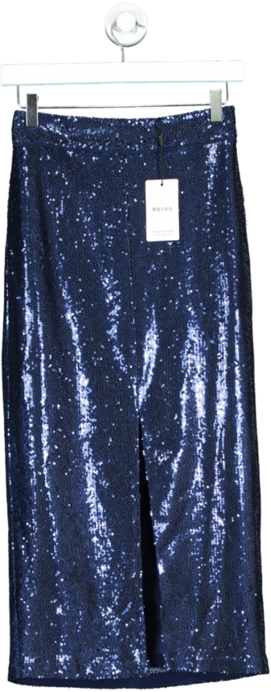 REISS Blue Dakota Sequin Pencil Skirt UK 6