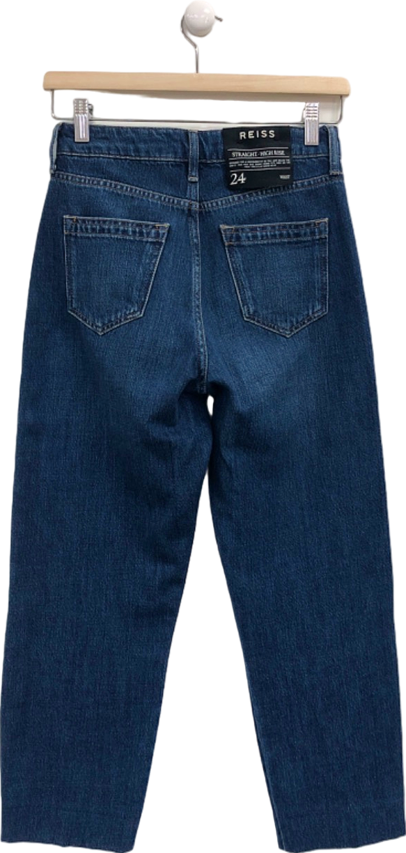 Reiss Blue Straight High Rise Jeans UK 6