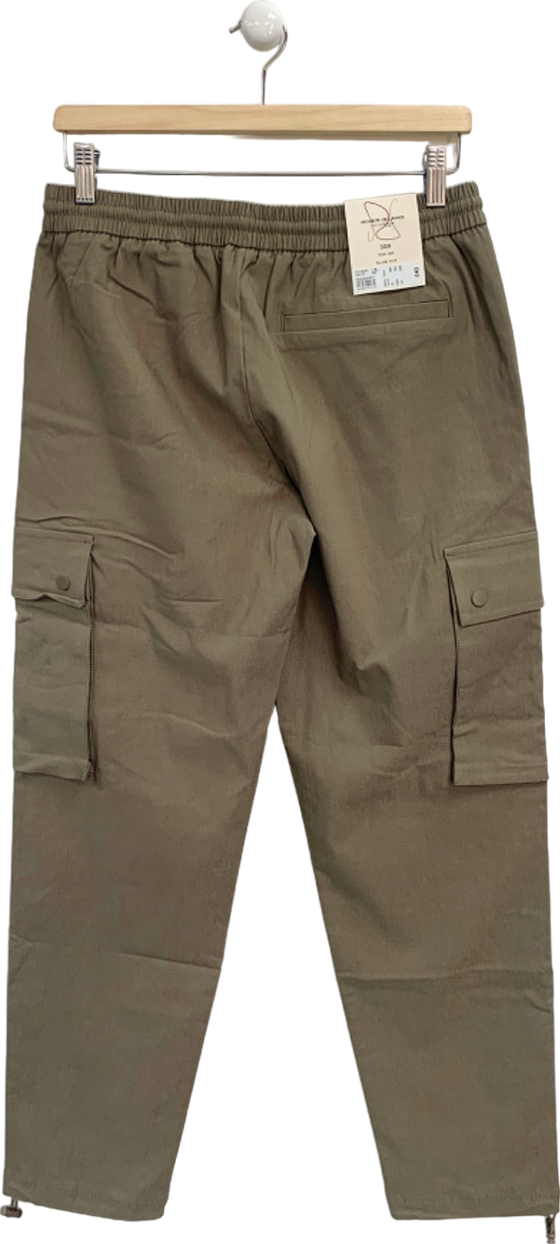 River Island Stone Slim Fit Cargo Trousers W30 R