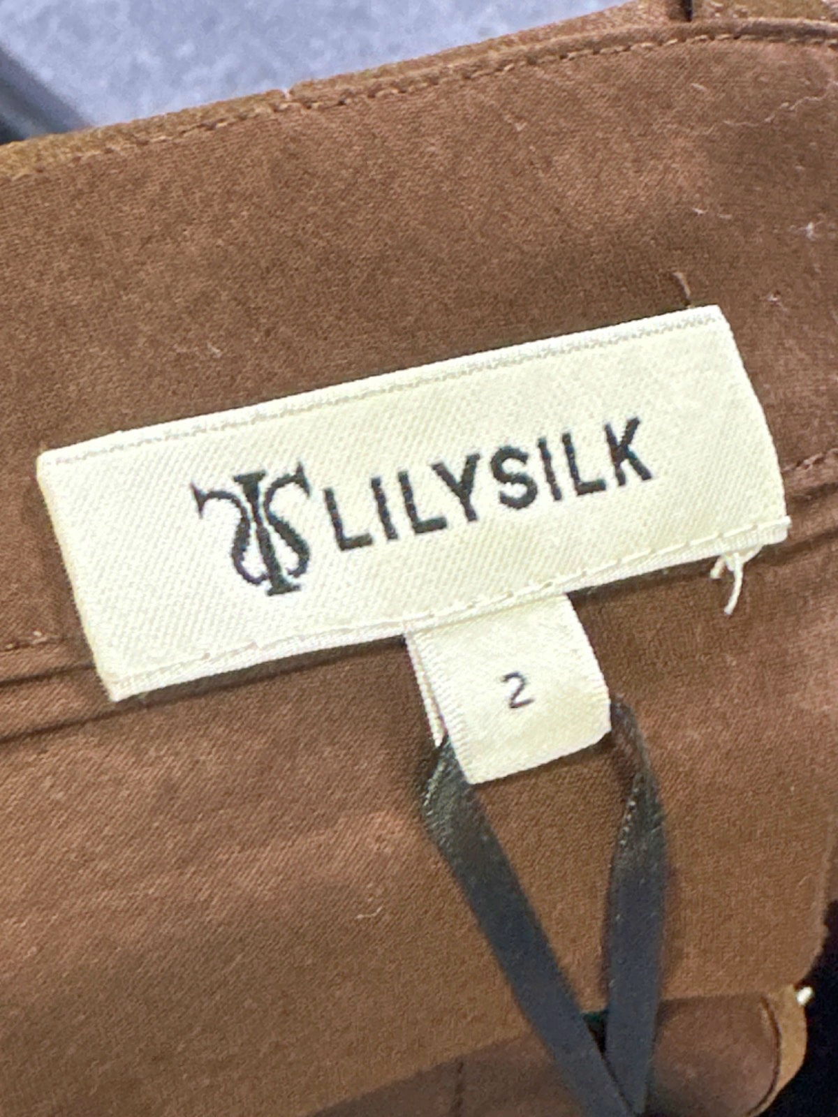 LilySilk Camel High-Waist Silk Trousers UK 6