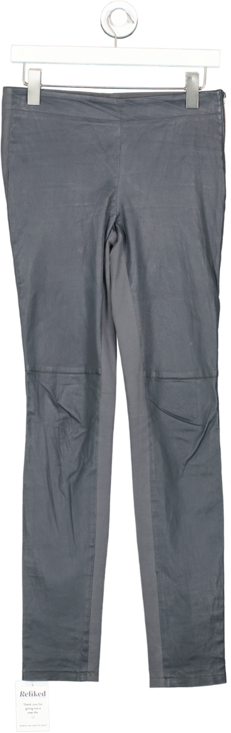 Tommy Hilfiger Grey Contrast Vegan Leather Side Zip Trousers UK 6
