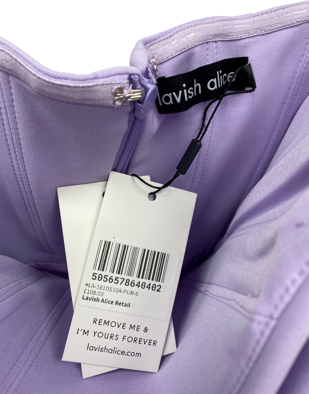 Lavish Alice Purple Strapless Midi Dress UK 6