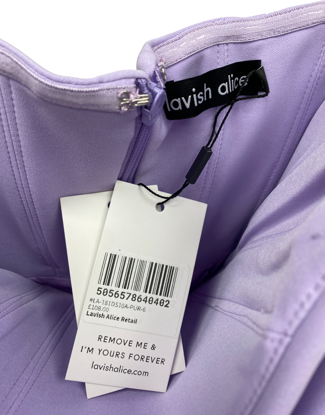 Lavish Alice Purple Strapless Midi Dress UK 6