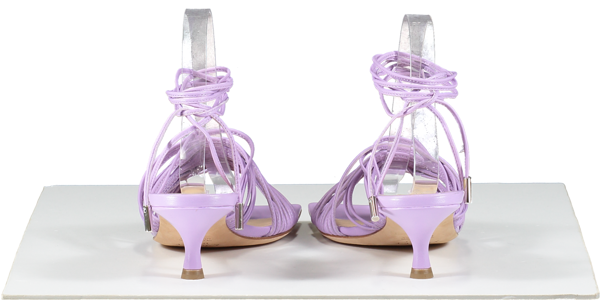 A.W.A.K.E MODE Purple Lilac Leather Strappy Kitten Heel Sandals UK 6 EU 39 👠